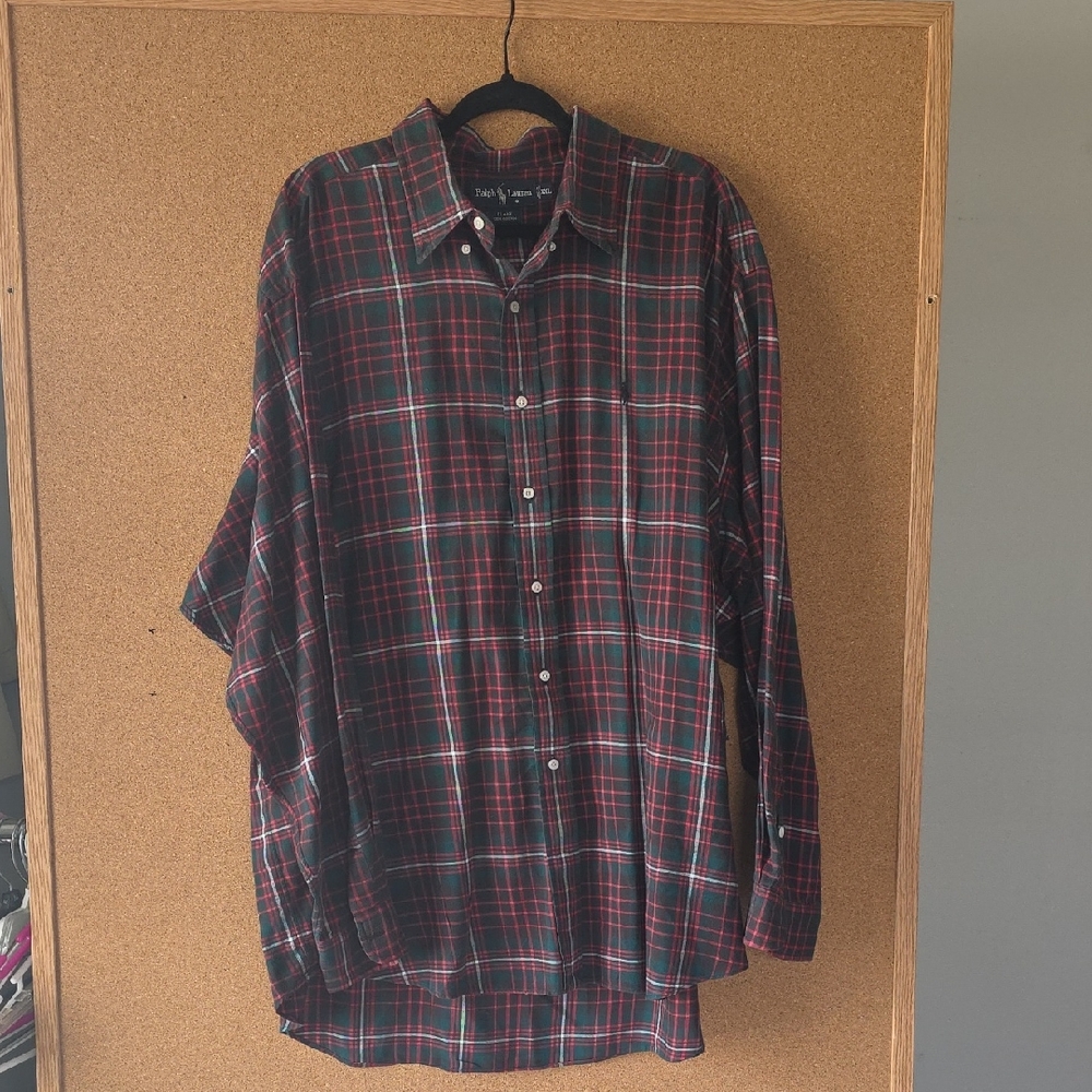 Ralph Lauren Y2K Blake Plaid Long Sleeve Preppy Button Down Shirt Sz 2X
